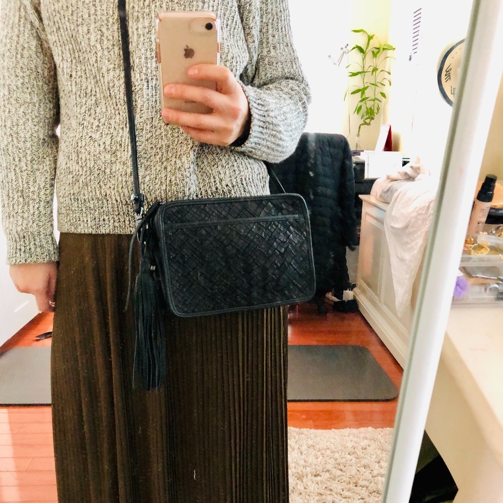 Botkier crossbodybag/all leather/Basket weave/Bk - Picture 5 of 6